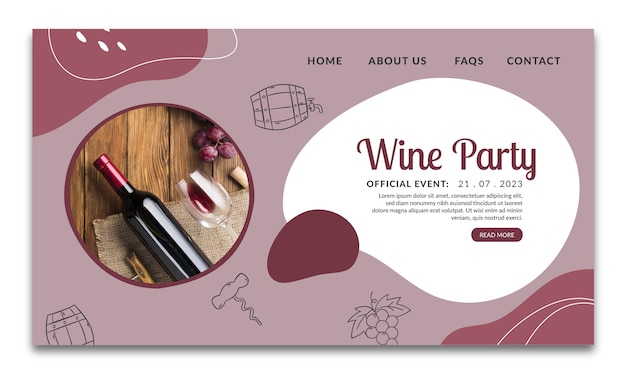 Free vector wine party hand drawn landing page