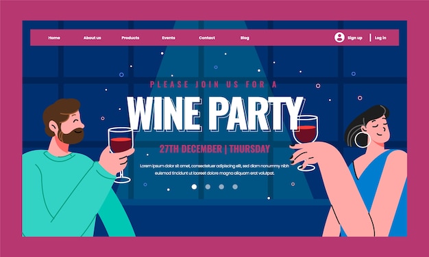 Wine party landing page template