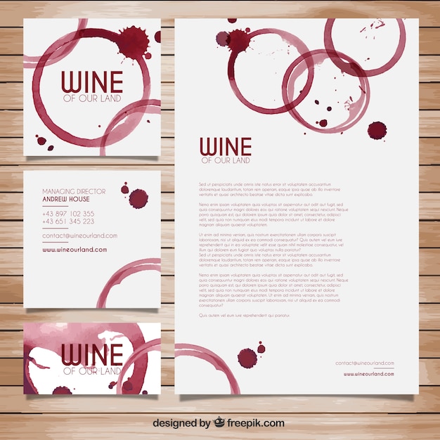 Free vector wine stains stationery