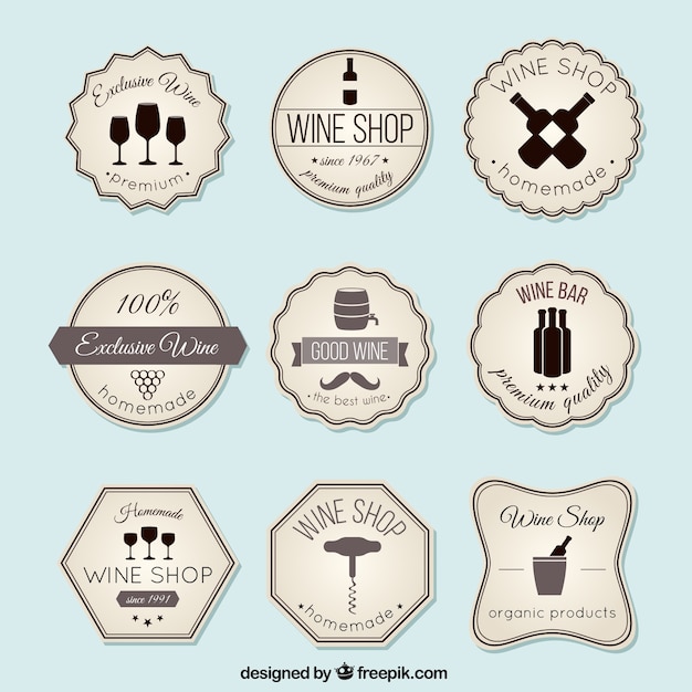 Wine stickers in vintage style