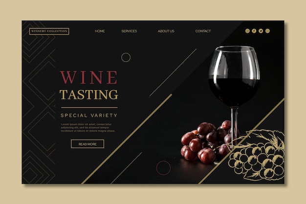 Free vector wine tasting ad landing page template