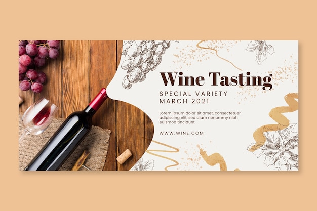 Wine tasting horizontal banner template