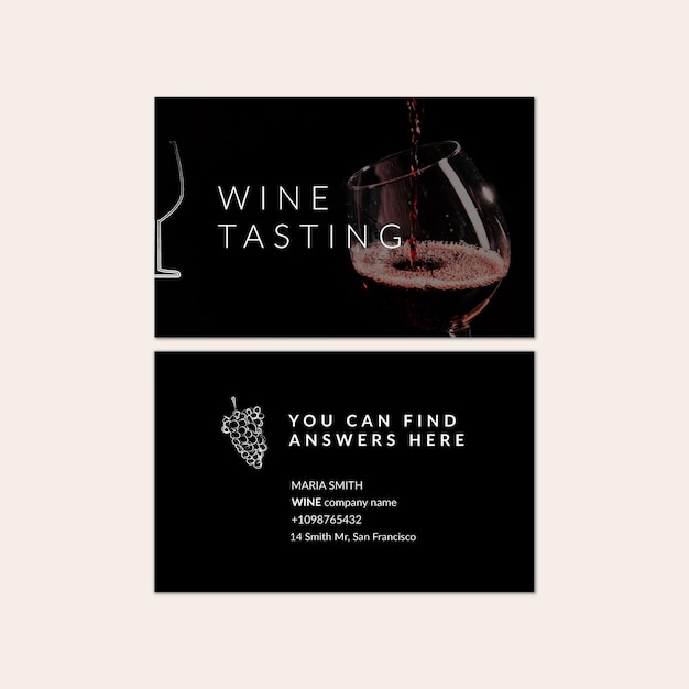 Wine tasting horizontal business card template