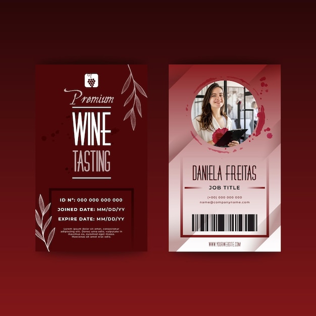 Free vector wine tasting id card template