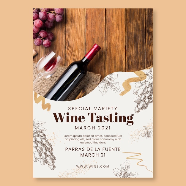 Free Vector wine tasting poster template