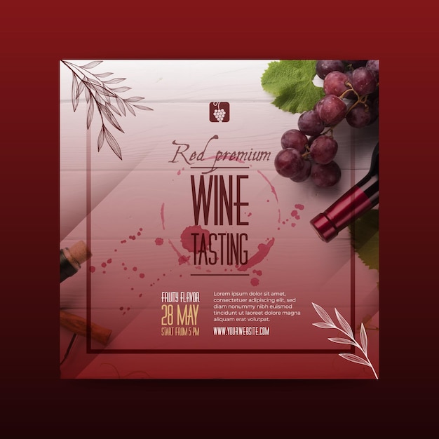 Free Vector wine tasting square flyer template