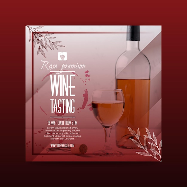 Free Vector wine tasting template square flyer