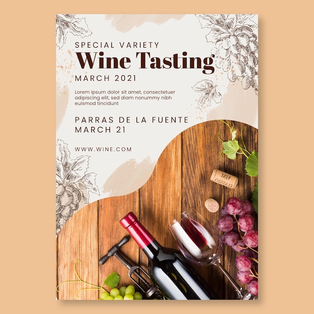 Free Vector wine tasting vertical flyer template