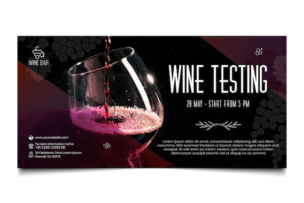 Wine testing horizontal banner template