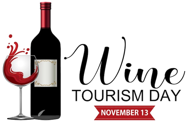 Free Vector wine tourism day font logo design