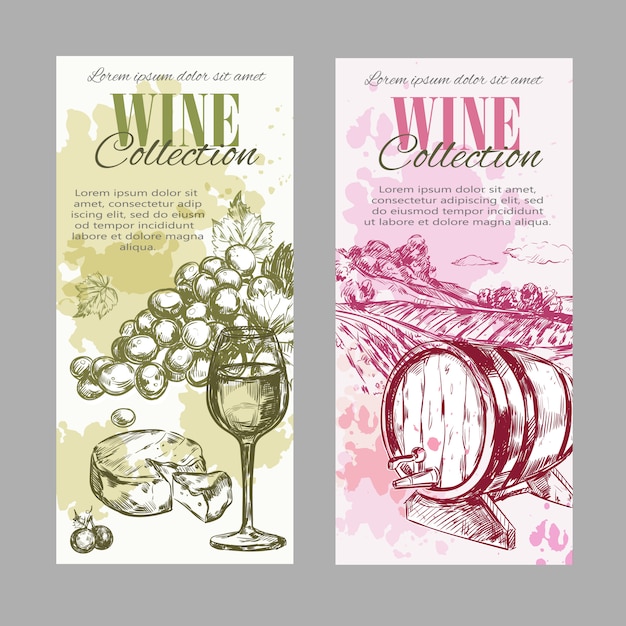 Free Vector wine vineyard label set