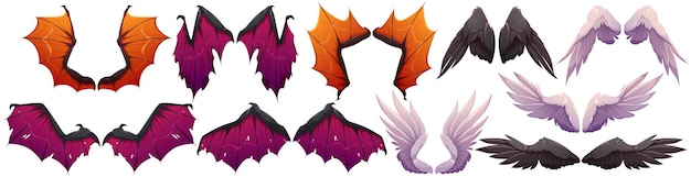 Free Vector wings of demon and angel halloween collection