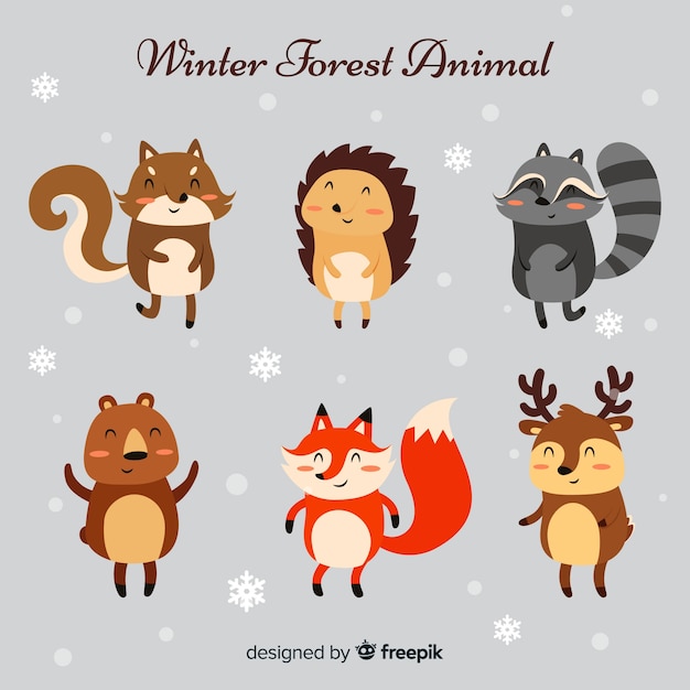 Free Vector winter animal collection