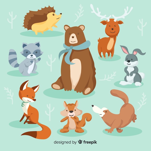 Free Vector winter animal collection