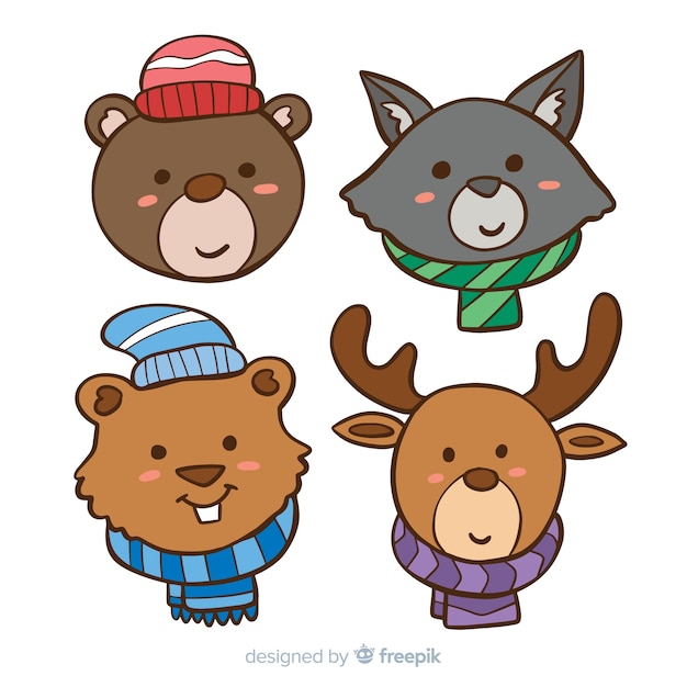 Winter animals collection