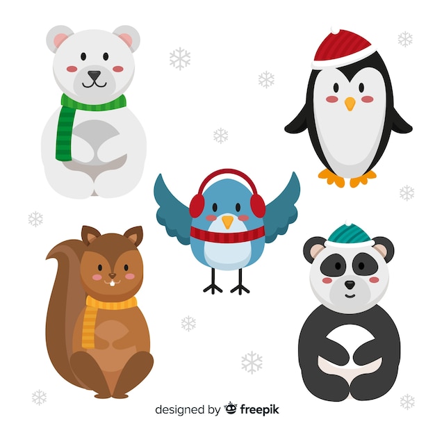 Free Vector winter animals collection