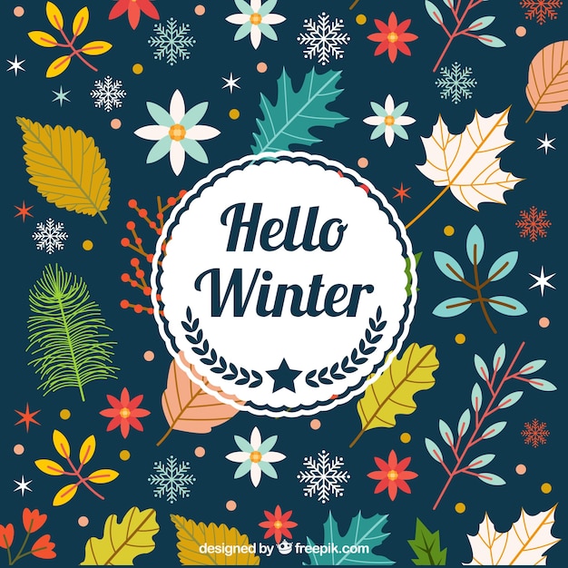 Free vector winter background of leaves in flat design