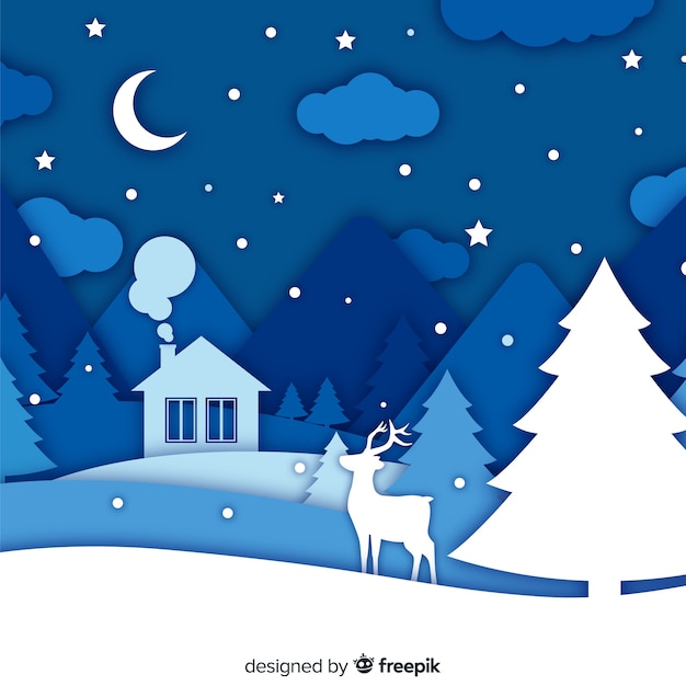 Free Vector winter background in paper style