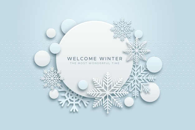 Winter background in paper style