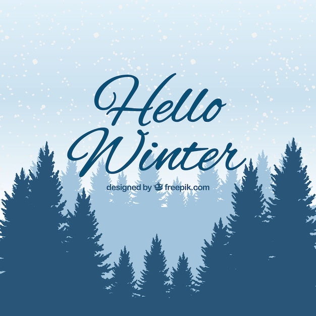 Free Vector winter background with pine trees