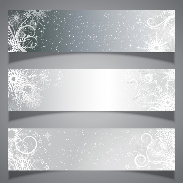 Free vector winter banners with snowflakes and stars