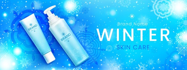 Winter beauty products design banner