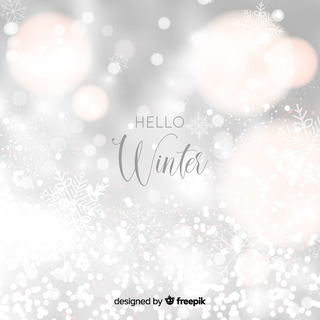 Winter bokeh lights background