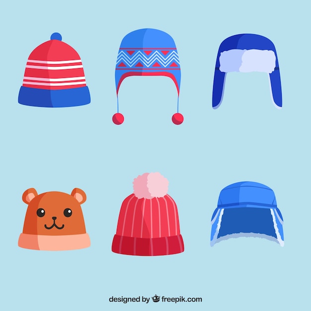 Free Vector winter cap collection of six