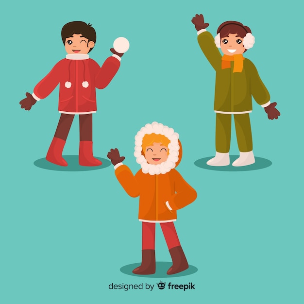 Free Vector winter children collection