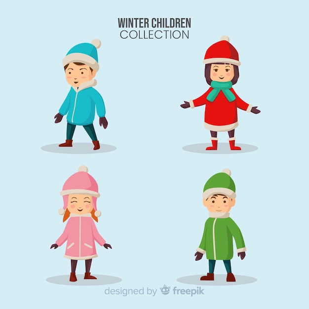 Free Vector winter children collection