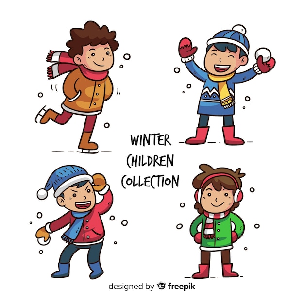 Free Vector winter children collection