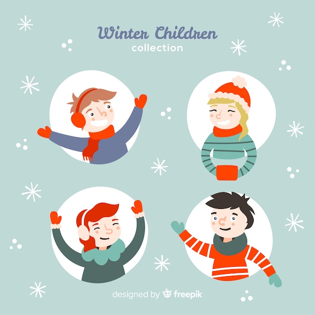 Free Vector winter children collection