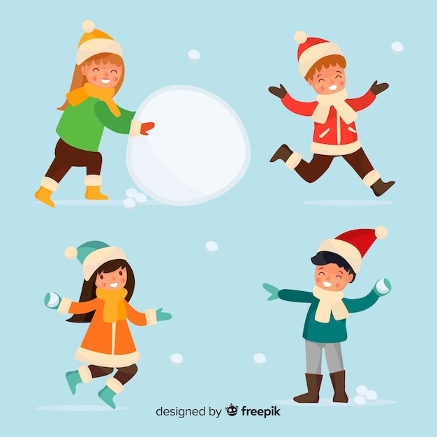 Free vector winter children collection