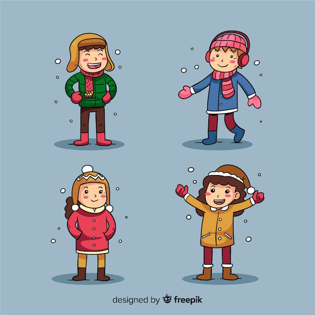 Free Vector winter children collection