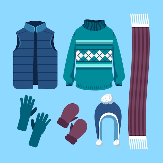 Free vector winter clothes and essentials collection