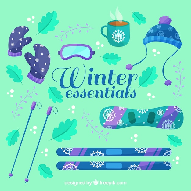 Free Vector winter clothes and essentials