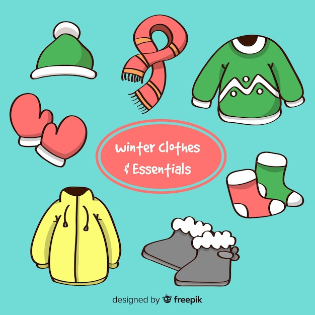 Free Vector winter clothes and essentials