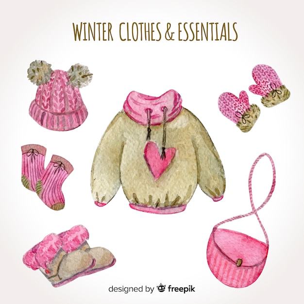 Free Vector winter clothes and essentials