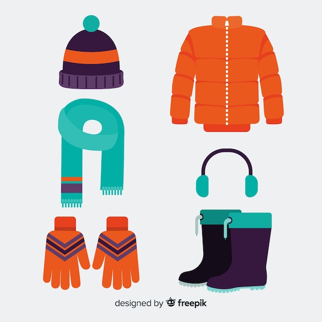 Free Vector winter clothes & essentials