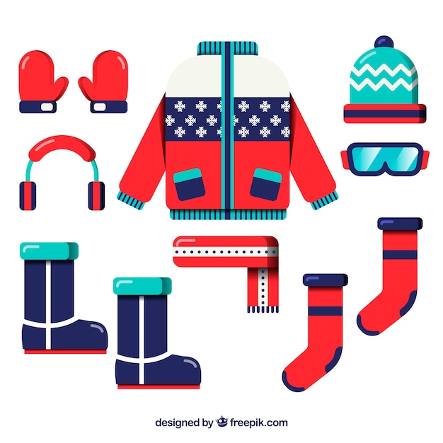 Free Vector winter clothes in flat design