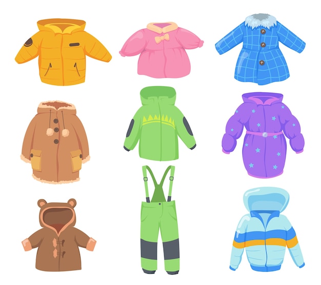 Free Vector winter clothes for kids set