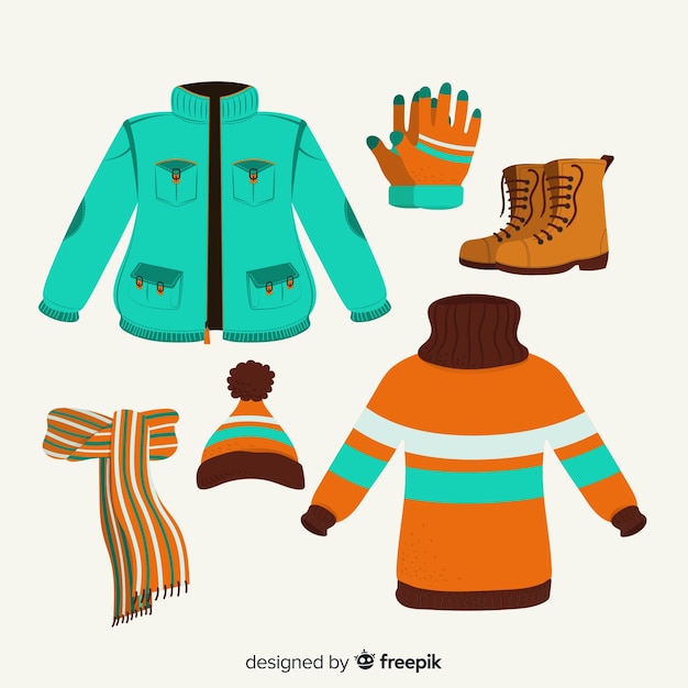 Free Vector winter clothing set