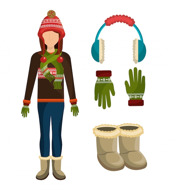 Free Vector winter fashion clothes and accesories