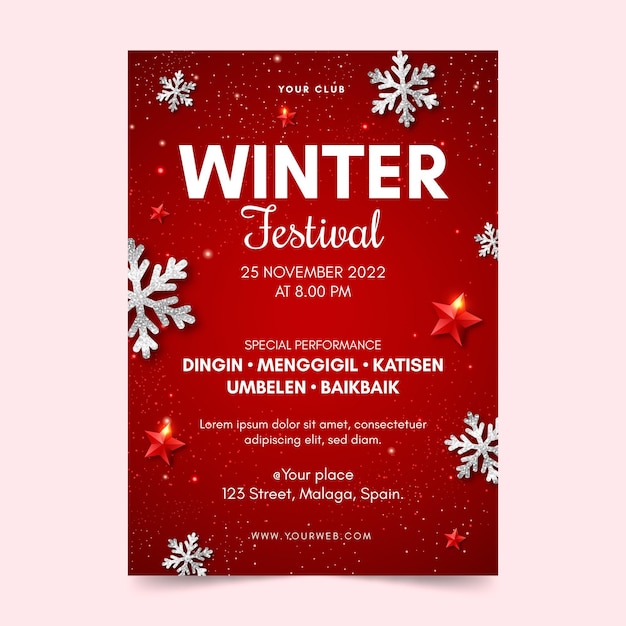 Winter festival flyer template