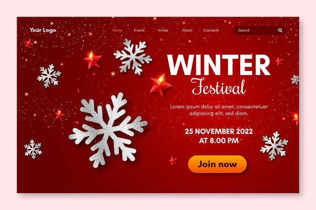 Winter festival landing page template