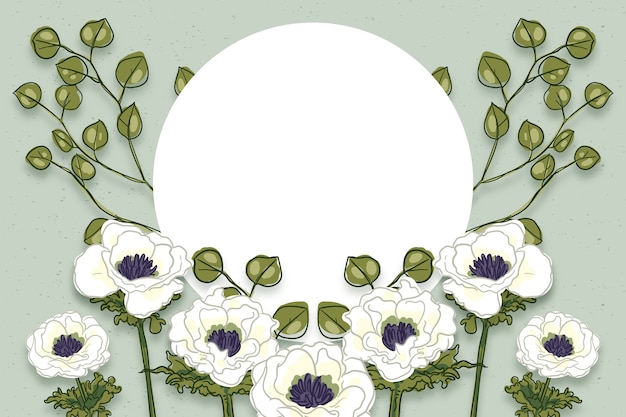 Free Vector winter flowers background with empty badge