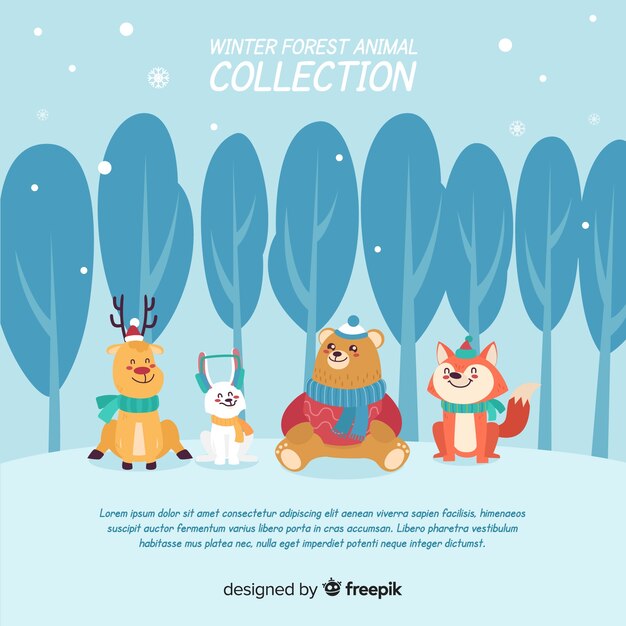 Winter forest animal collection