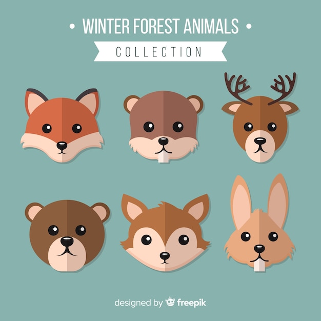 Free Vector winter forest animal collection