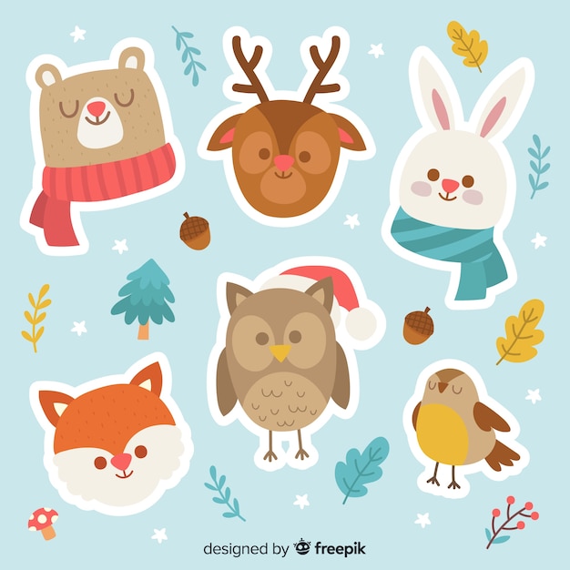 Winter forest animal collection