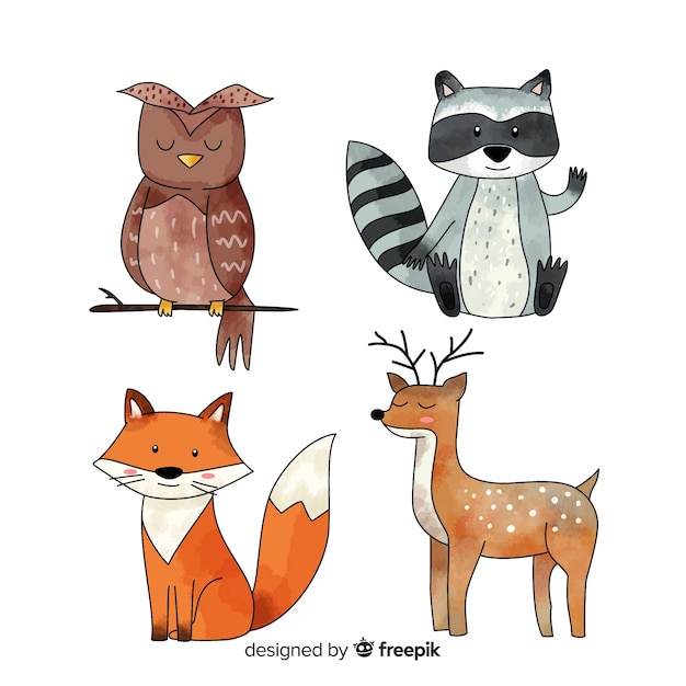 Free Vector winter forest animal collection